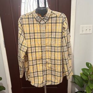 Nautica Yellow and Black Plaid Shirt Size XXL